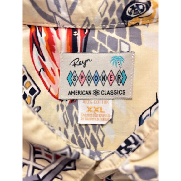 Reyn Spooner Car show Chevy Corvette Car Men's Hawaiian Shirt XXL - Picture 5 of 5